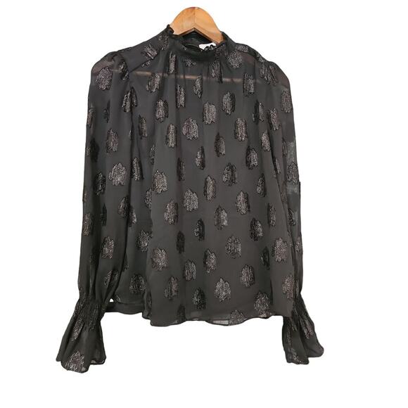 Do + Be Mock Neck Woven Blouse Black Size S - Picture 4 of 8